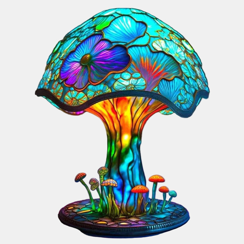 Artisan Stained Glass Table Lamp – Vintage Floral Design for Bedroom