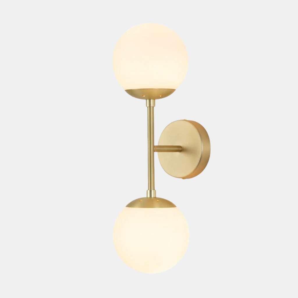 2-Light Glass Globe Wall Lamp – Modern Mid-Century Elegance