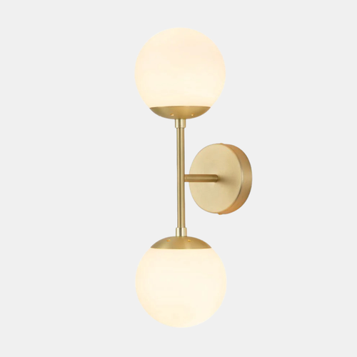 2-Light Glass Globe Wall Lamp – Modern Mid-Century Elegance