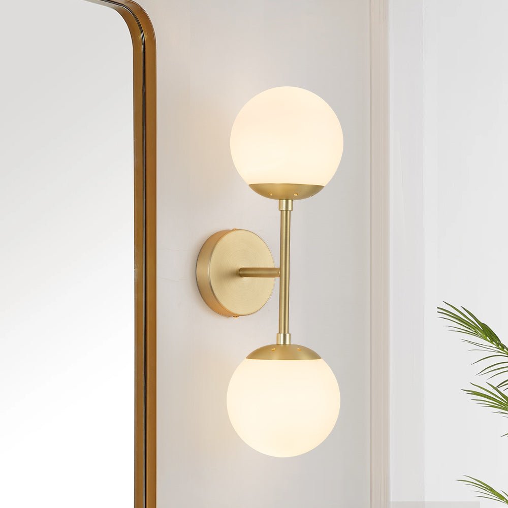 2-Light Glass Globe Wall Lamp – Modern Mid-Century Elegance