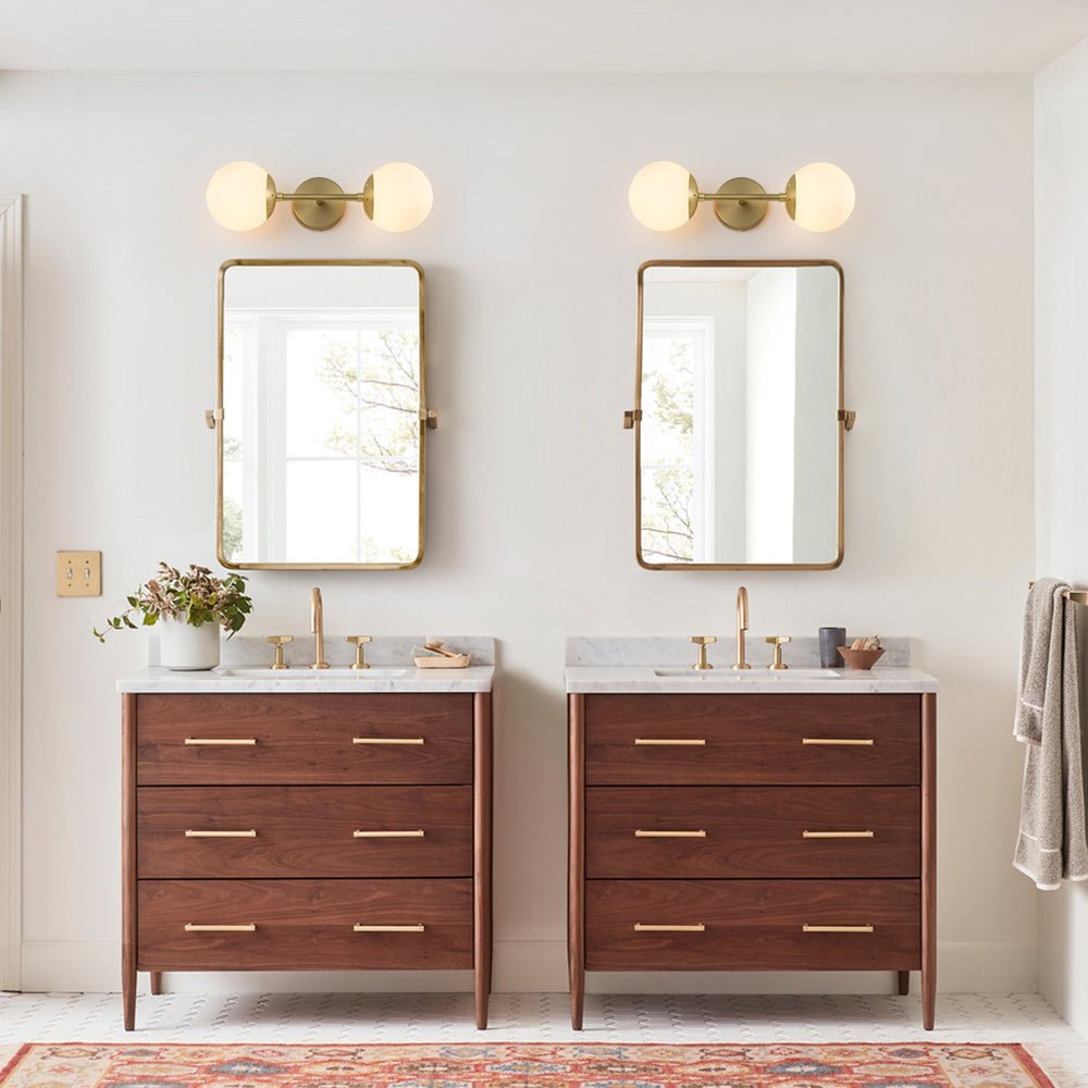 2-Light Glass Globe Wall Lamp – Modern Mid-Century Elegance