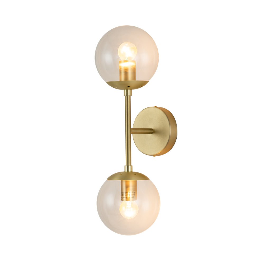 2-Light Glass Globe Wall Lamp – Modern Mid-Century Elegance
