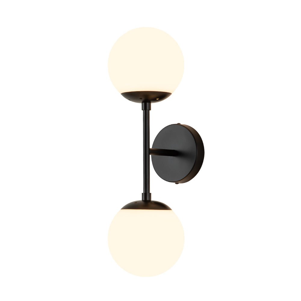 2-Light Glass Globe Wall Lamp – Modern Mid-Century Elegance