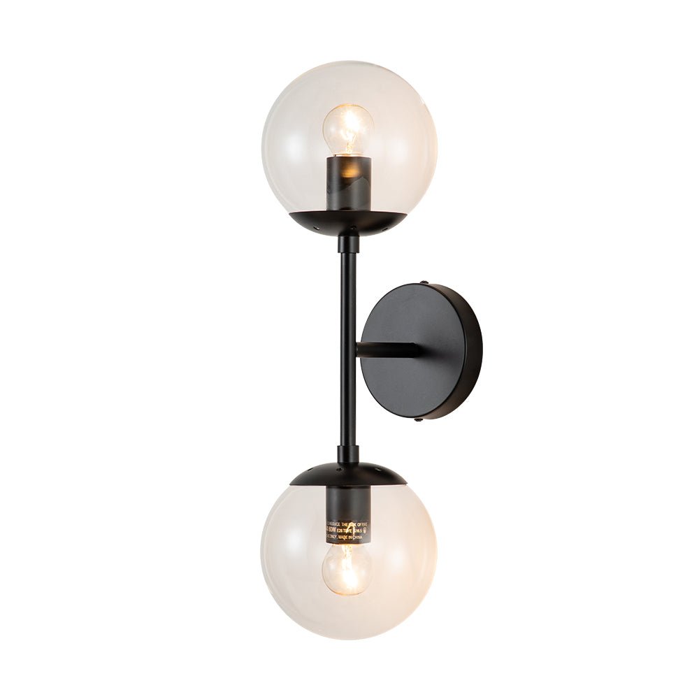 2-Light Glass Globe Wall Lamp – Modern Mid-Century Elegance